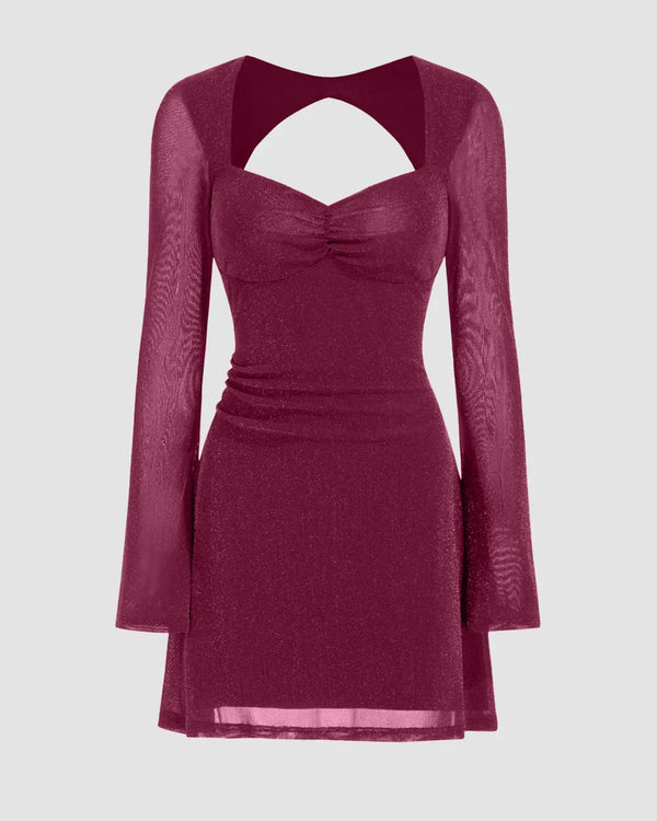 Sexy Sweetheart Cut Out Ruched Sheath Mini Dress Ocean Blue