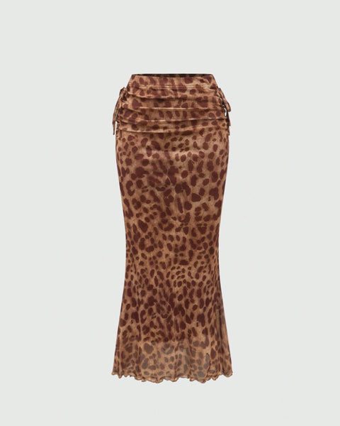 Leopard Print Bodycon Midi Skirt