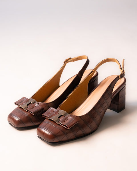 Vintage Woven Block Heel Sandals In Brown
