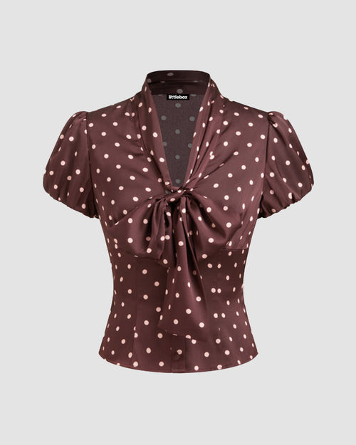 Polka Dot Puff Sleeve Top