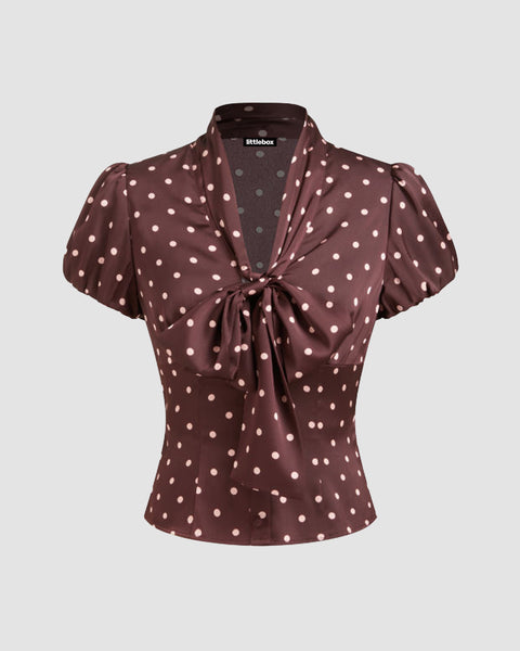 Polka Dot Puff Sleeve Top
