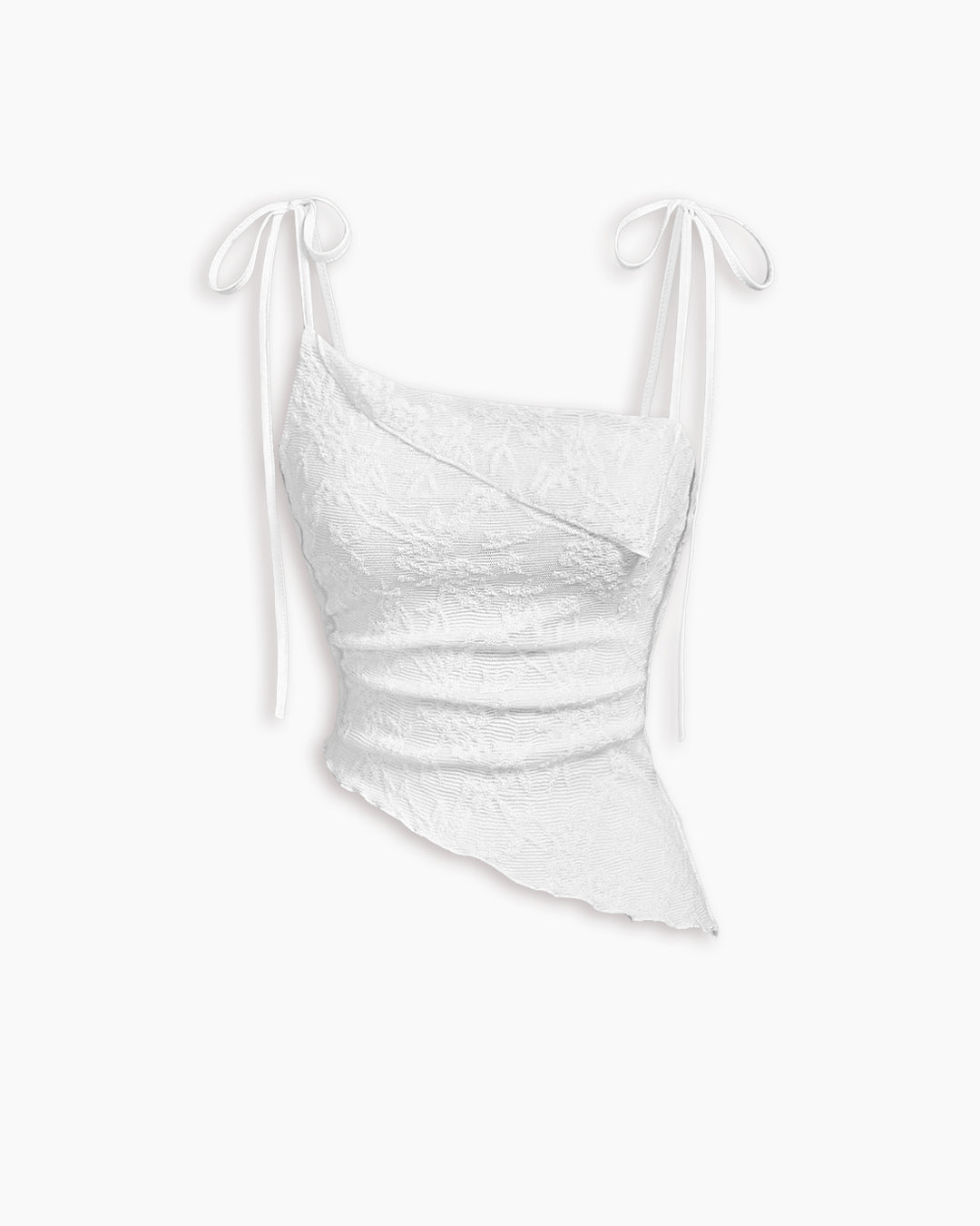 Asymmetric Hem Tie Strap Camisole Top in White- Littlebox India