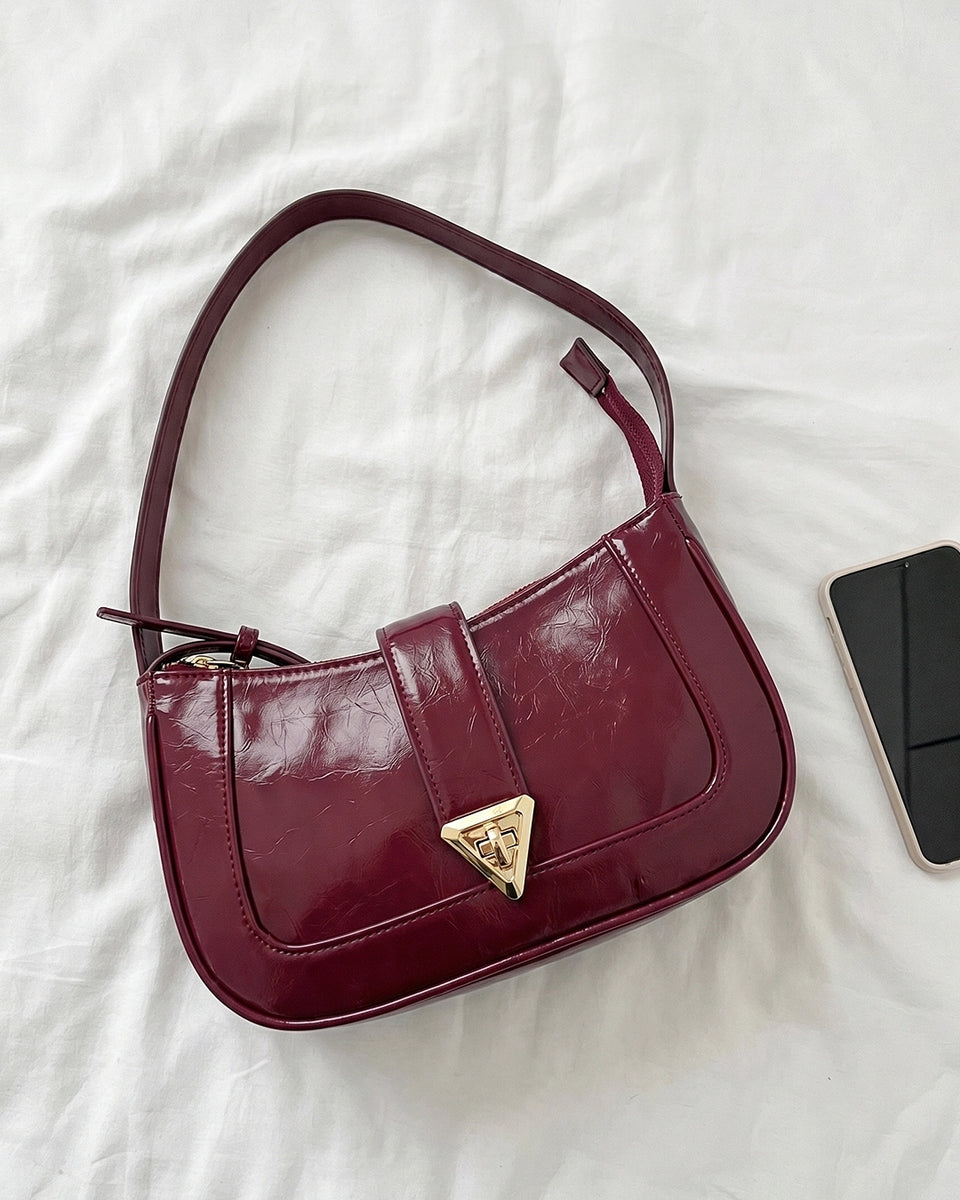 Elegant Patent Finish Shoulder Bag in Cherry Red- Littlebox India