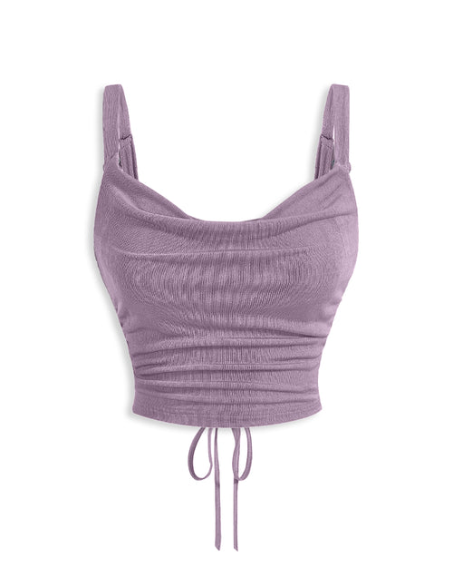 Ruched Cowl Neck Cami Top in Lilac
