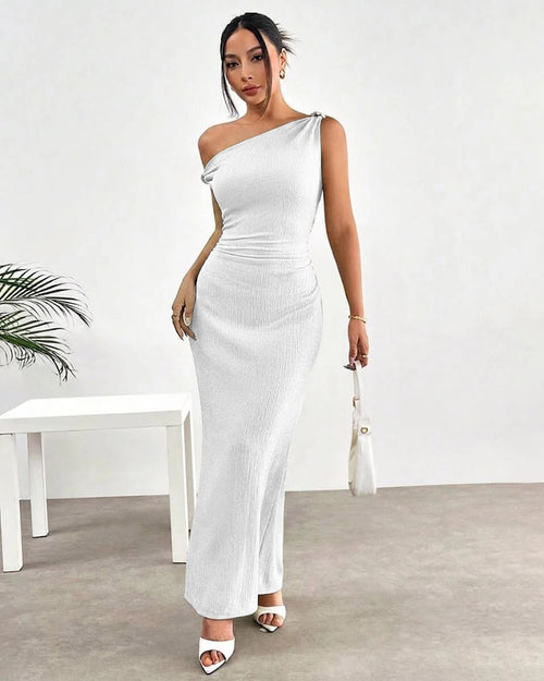 Metal Strap Detail Maxi Dress in Off White