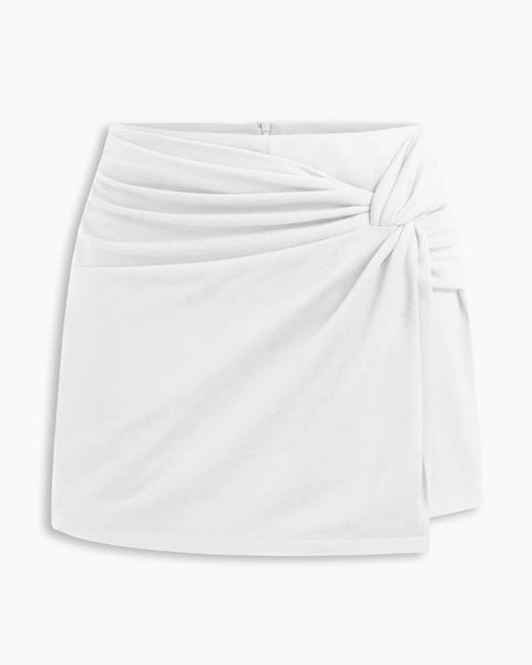 Twisted Waist Mini Skirt In Classic White