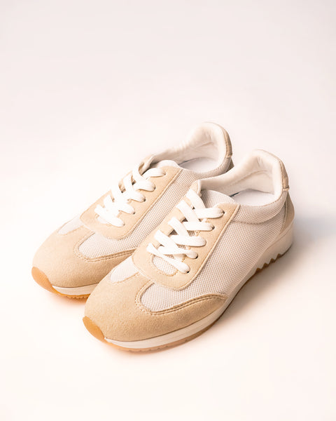 Retro Runner Mesh Sneakers in Nude Beige