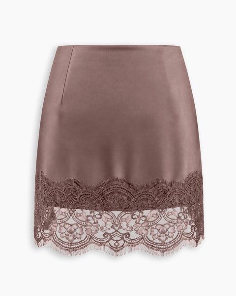 Lace Trim Mini Skirt in Lilac