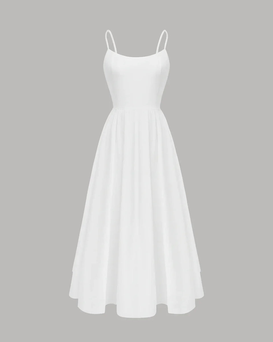 Stella Fit and Flare Backless Dress White
