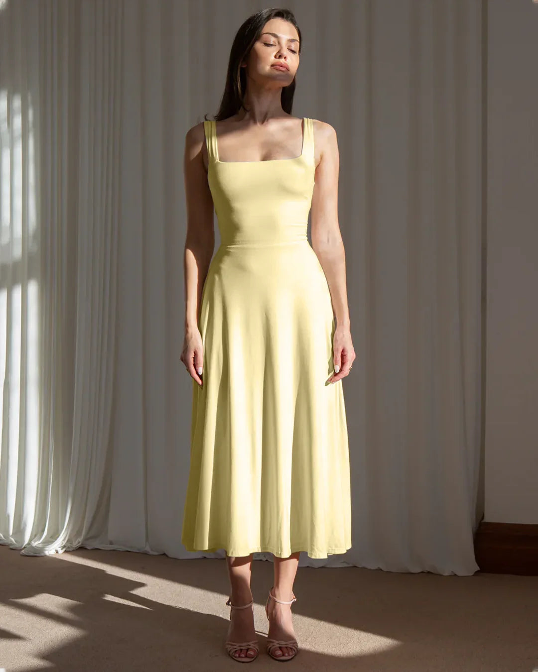 midi light in the box dresses Minimal Fit and Flare Vanilla Midi Dress midi light in the box dresses Minimal Fit and Flare Vanilla Midi Dress