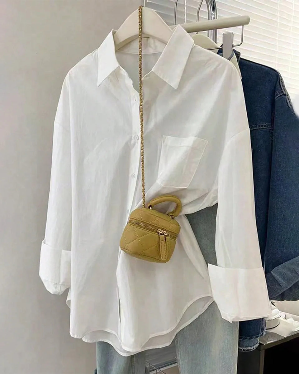 Vetements White Logo Collared Shirt - Small