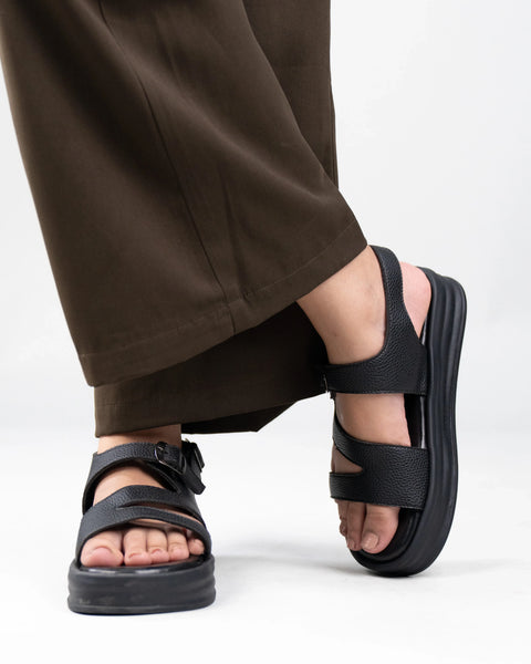 Black Open Toe Multi-Strap Sandals