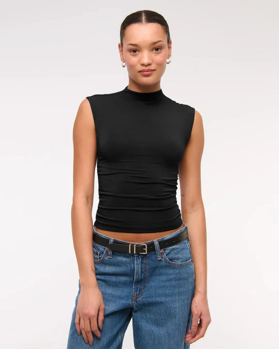 Essential Trends Ruched Sleeveless Mock-Neck Top main image 0