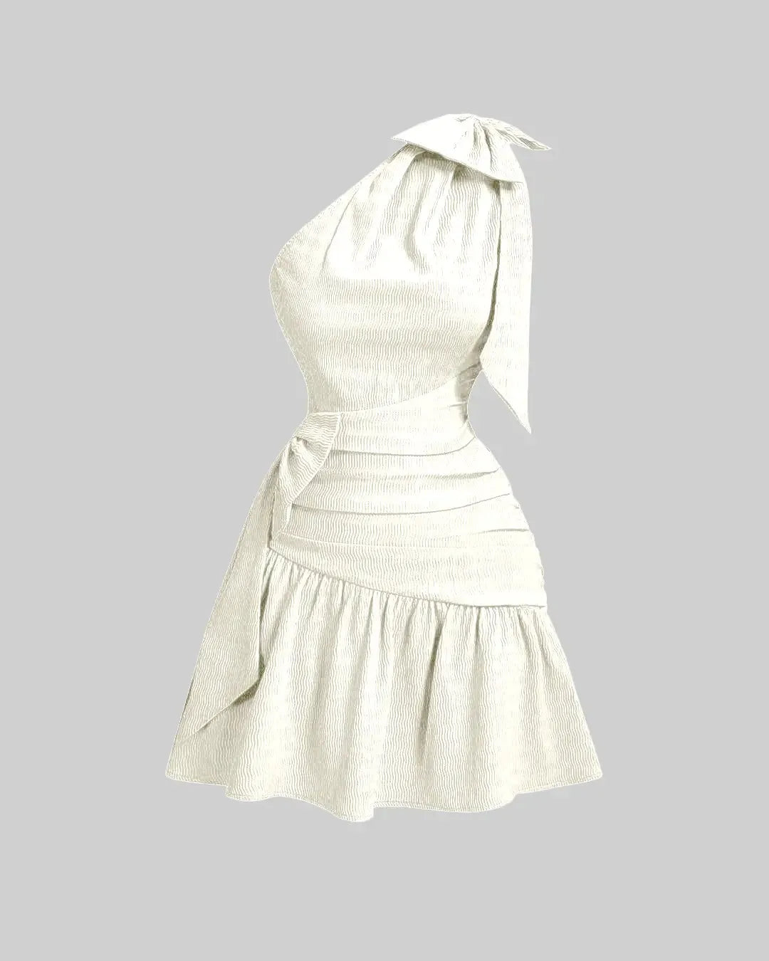 Off-White Bow Tie Mini Dress - Littlebox India Off-White Bow Tie Mini Dress - Littlebox India