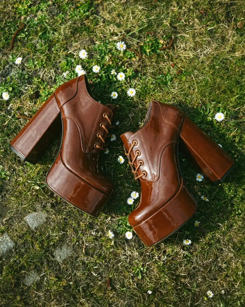 Croc Embossed Chunky High Platform Ankle Heel Boots