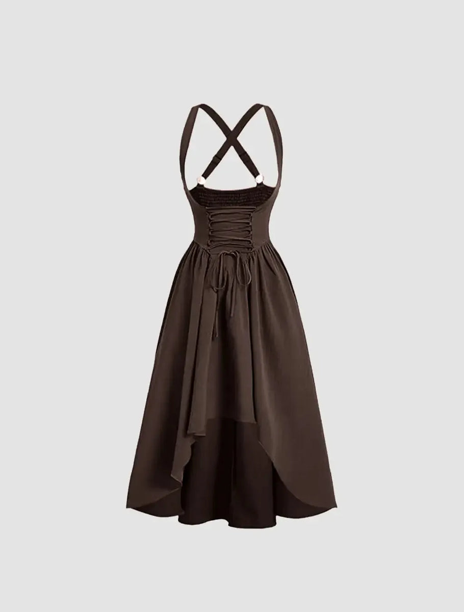 Backless Strappy Long Dress In Chocolate Brown - Littlebox India Backless Strappy Long Dress In Chocolate Brown - Littlebox India
