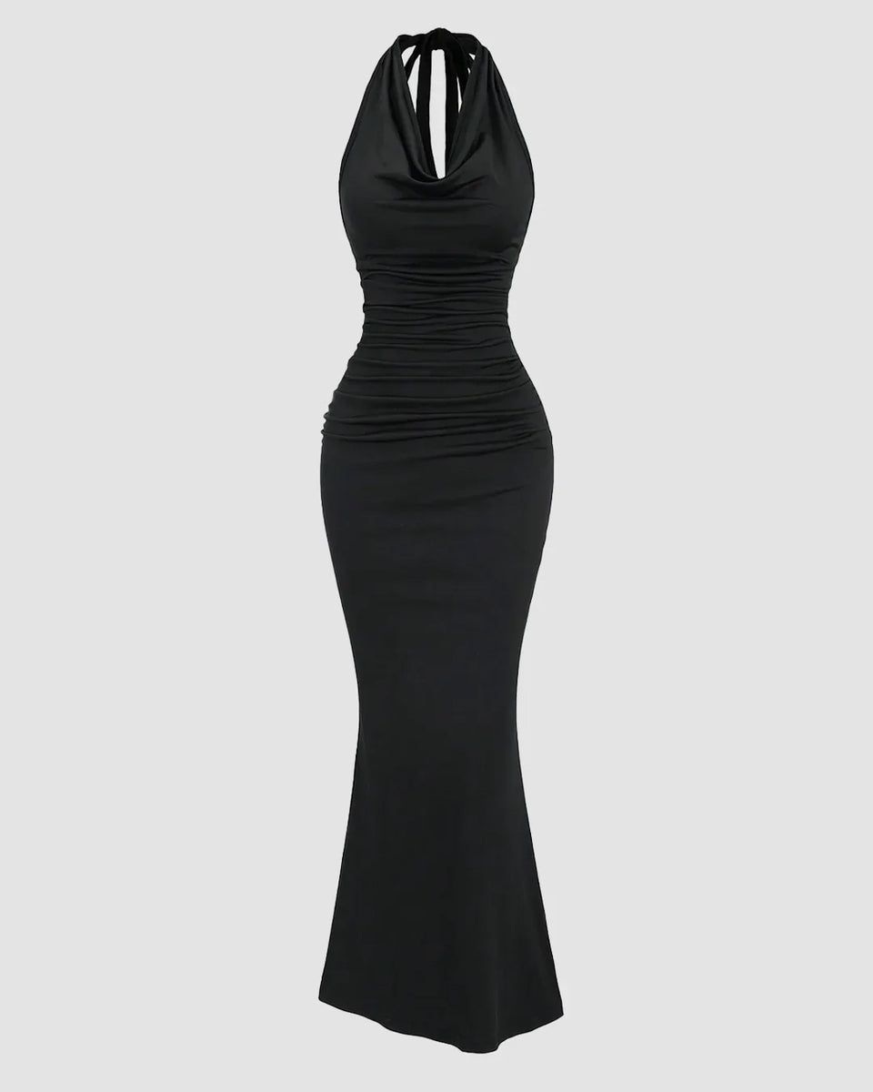 Black Halter Backless Mermaid Dress  Littlebox India