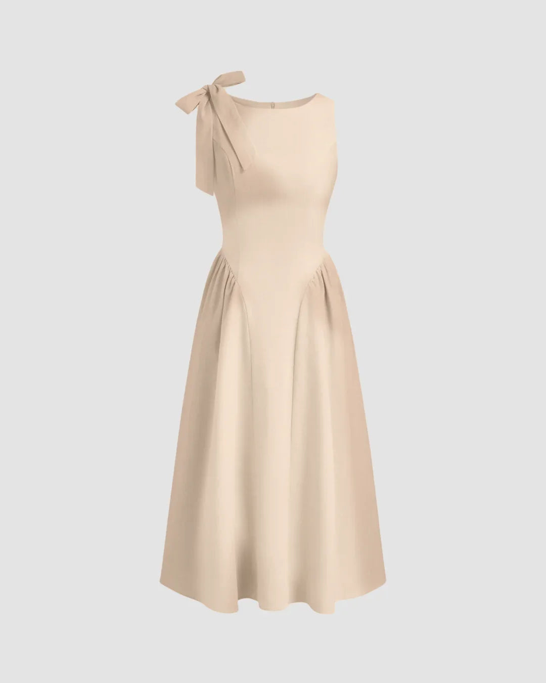 Fit and Flare Midi Dress in Light Khaki - Littlebox India Fit and Flare Midi Dress in Light Khaki - Littlebox India