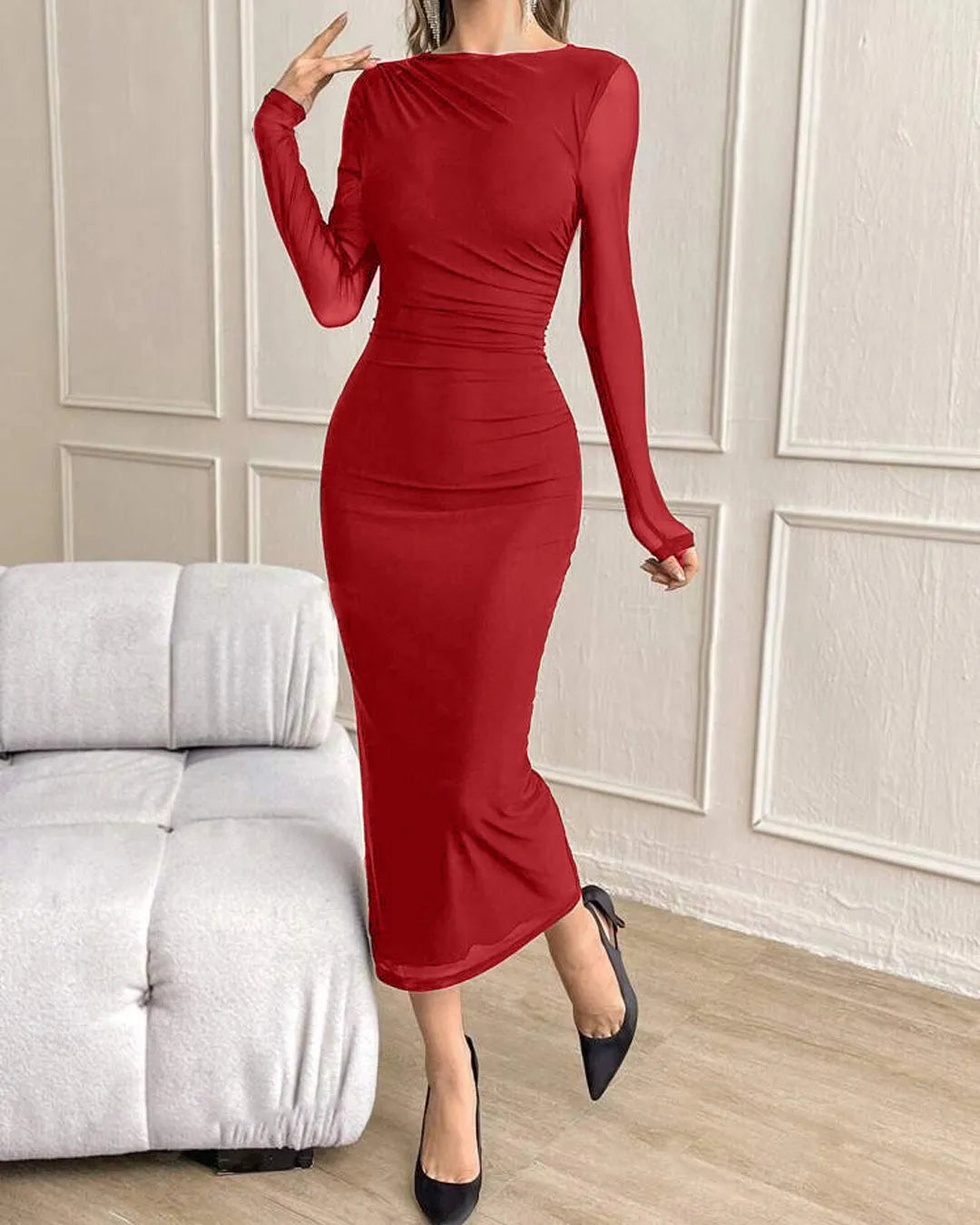 Bodycon Corset Long Sleeve Red Dress Bodycon Corset Long Sleeve Red Dress