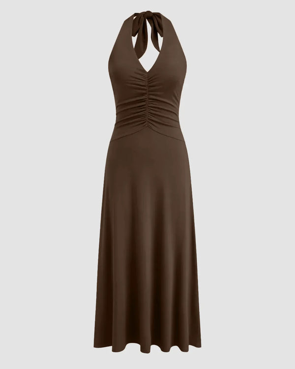 Backless Ruched Waist Midi Dress - Littlebox India
