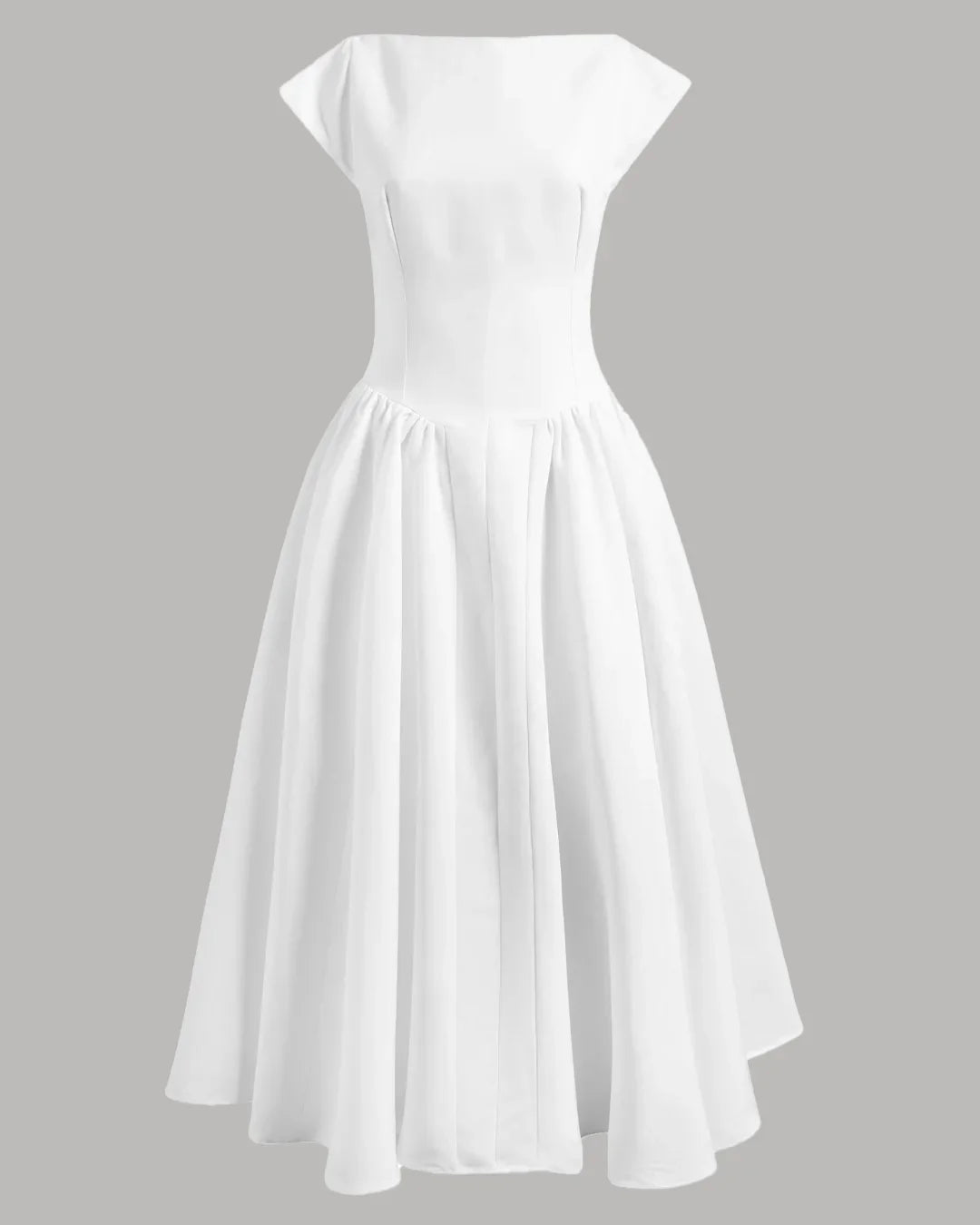 Fit & Flare A-Line Midi Dress in White - Littlebox India Fit & Flare A-Line Midi Dress in White - Littlebox India