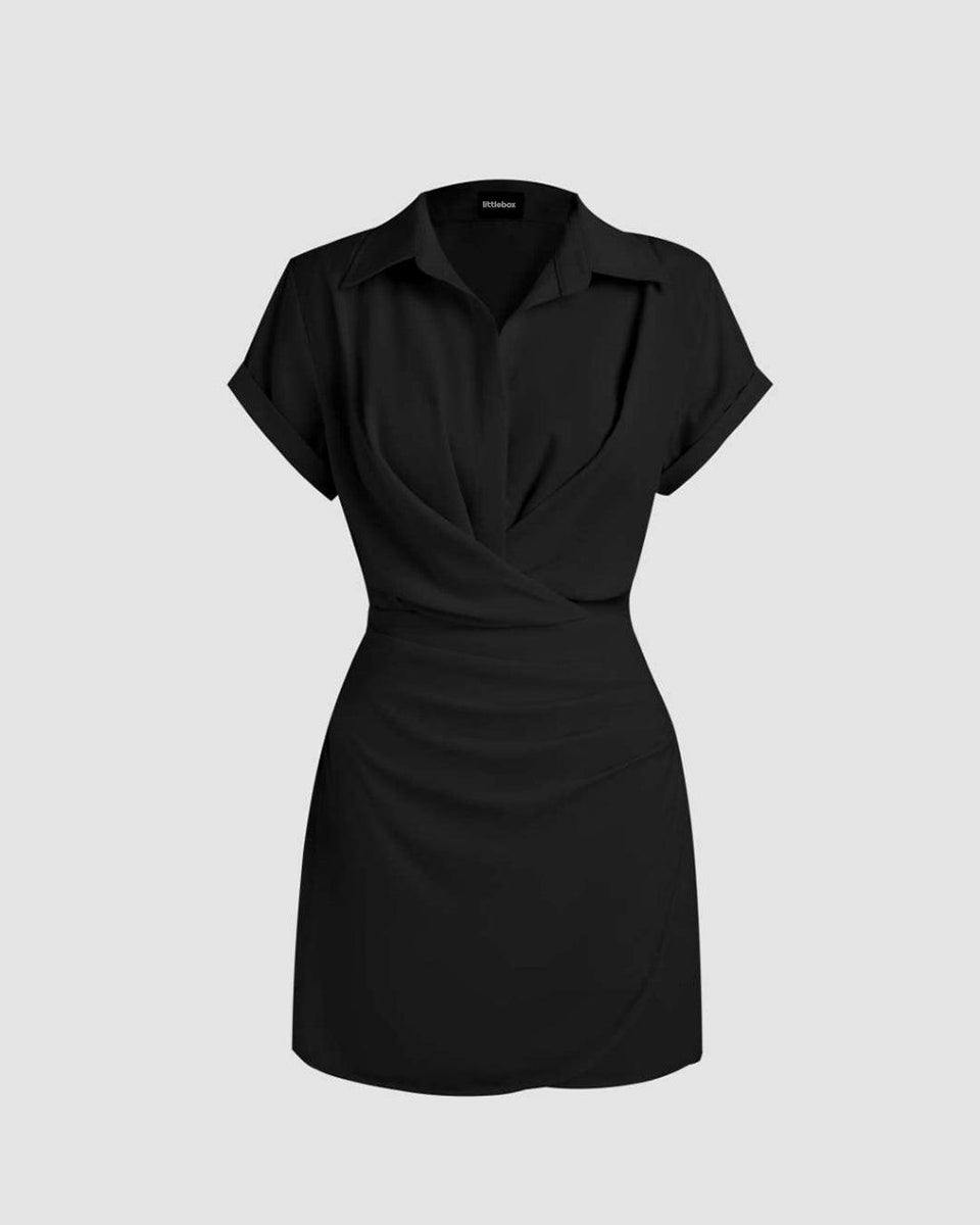 Black Mini Dress with Buckle Collar main image 1