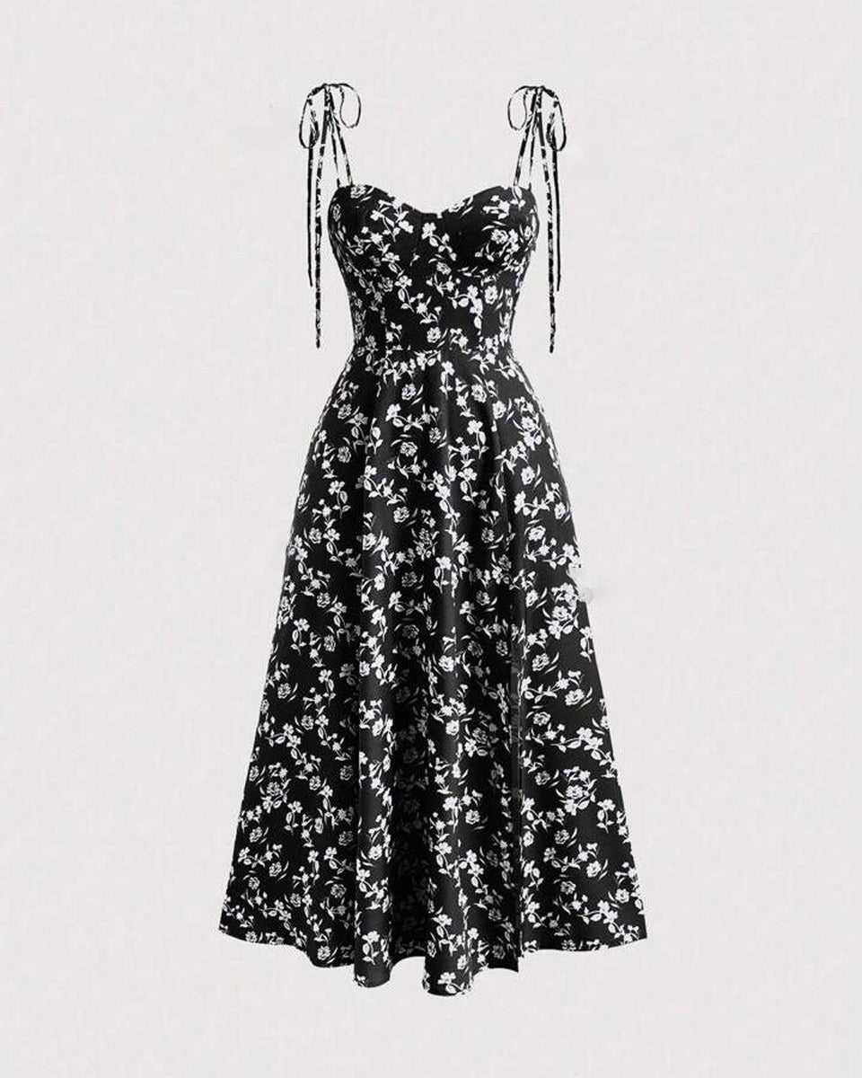 Floral Print Knotted Spaghetti Strap Cami Dress - Littlebox India Floral Print Knotted Spaghetti Strap Cami Dress - Littlebox India