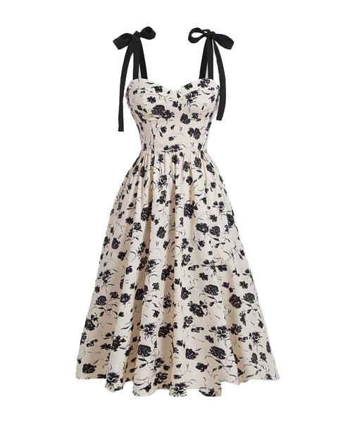 Floral Print Tie Waist Cami Midi Dress Front View for Women | Littlebox India