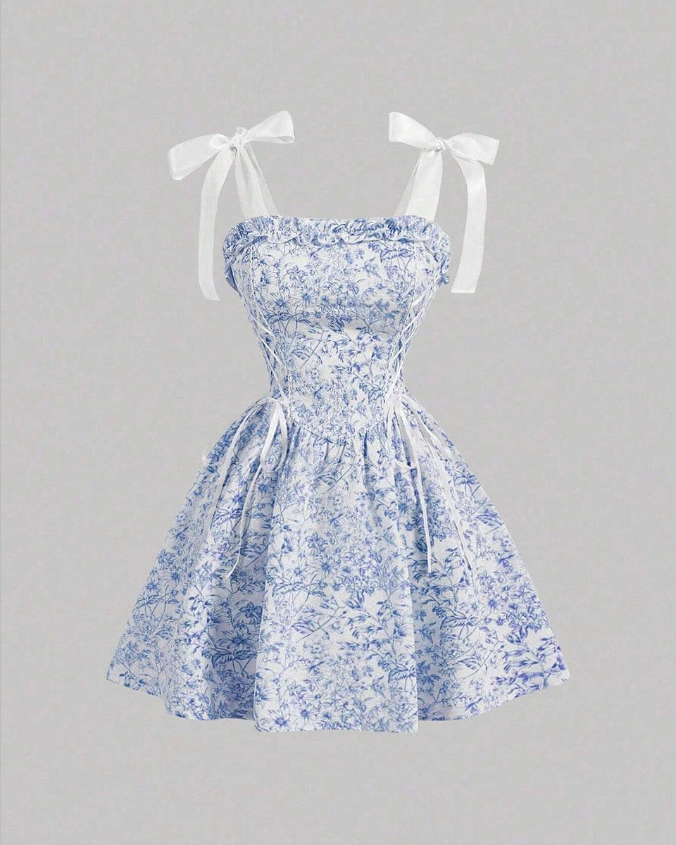 Flared floral printed Mini dress