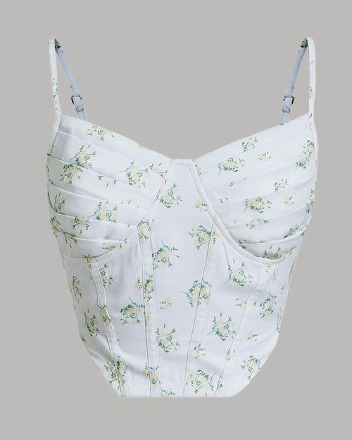 Floral Spaghetti Strap Corset Top Front View For Women | Littlebox India