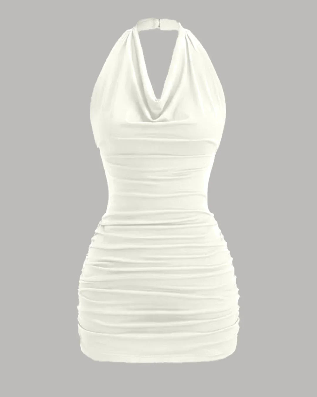 Milky White Halter Neck Bodycon Mini Dress Littlebox India Milky White Halter Neck Bodycon Mini Dress Littlebox India