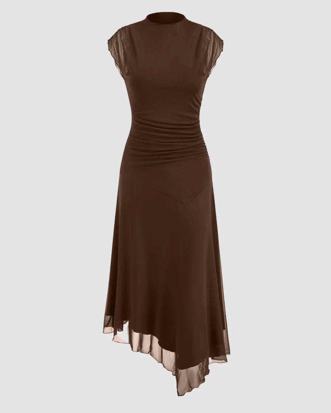 High Neck Ruched Asymmetrical Midi Dress Littlebox India High Neck Ruched Asymmetrical Midi Dress Littlebox India