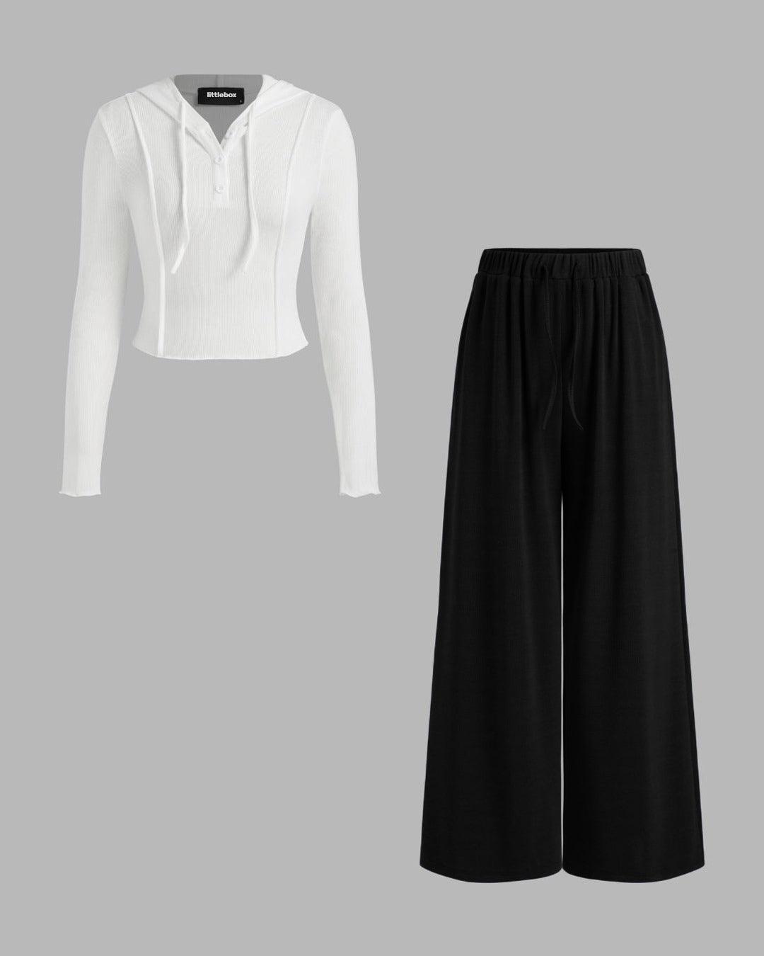 Top & Mid Rise Pocket Wide Leg Trousers Set - Littlebox India
