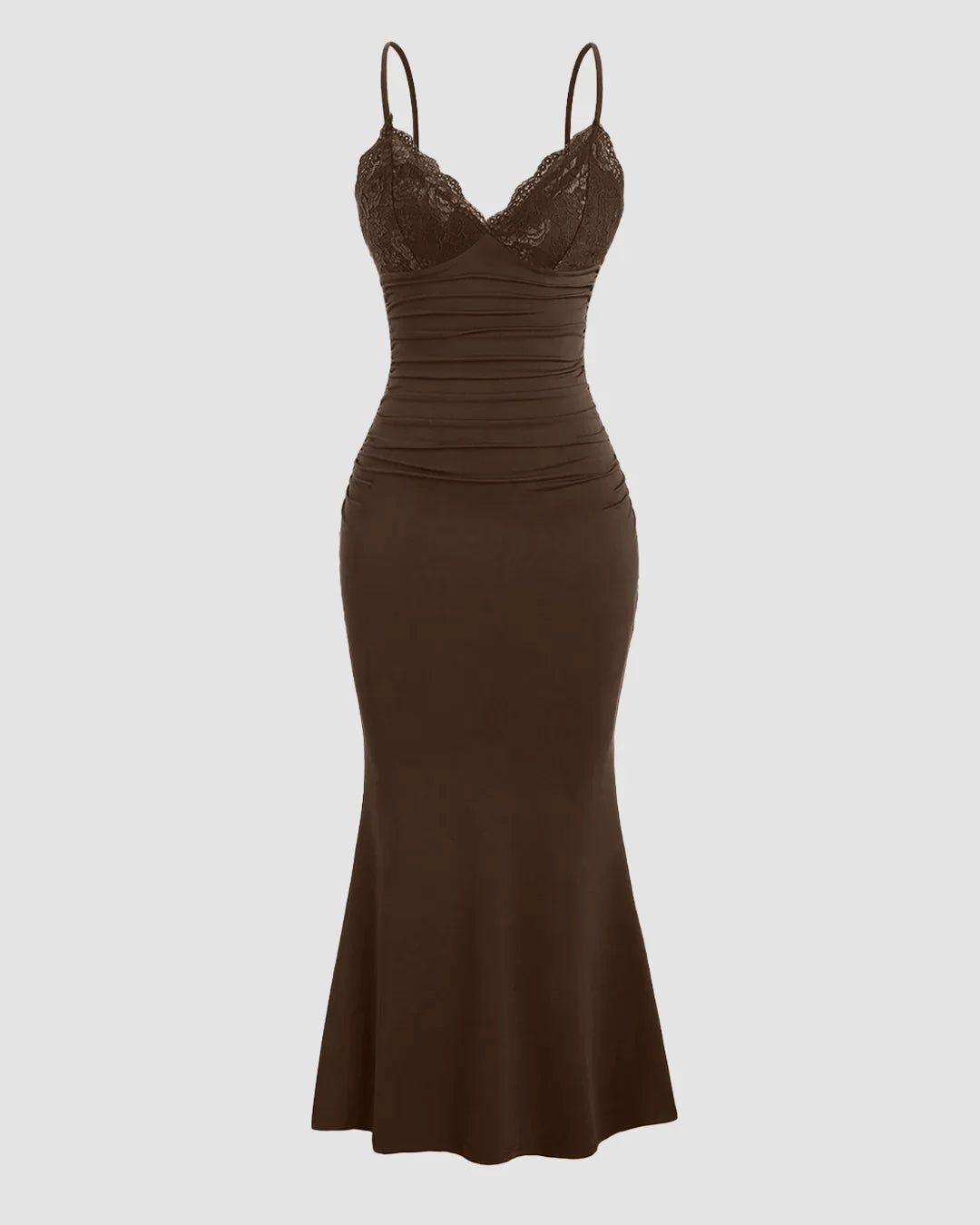 Lace Detail One Piece Bodycon Dress in Brown - Littlebox India Lace Detail One Piece Bodycon Dress in Brown - Littlebox India
