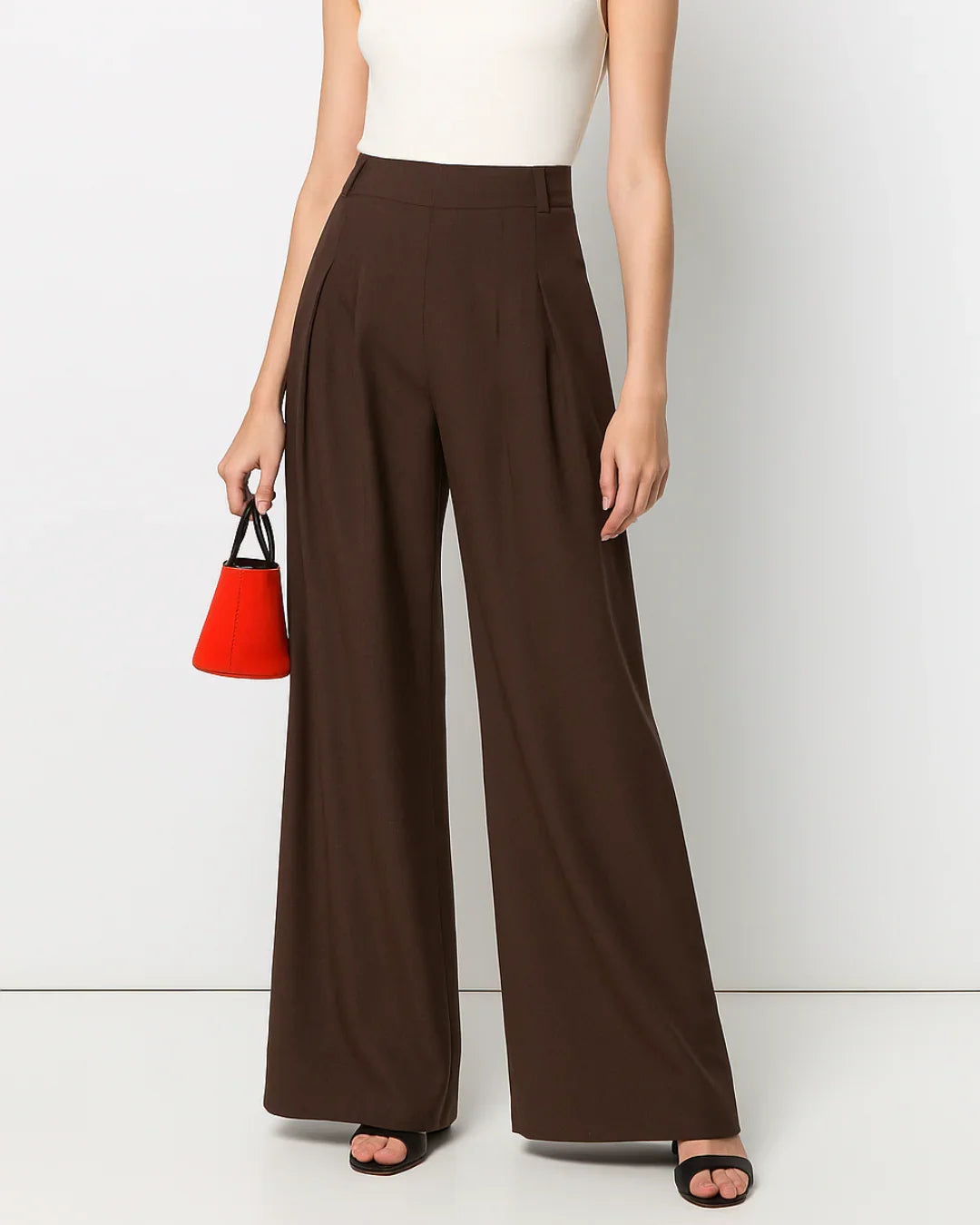 Straight Leg Trousers In Coco Brown - Littlebox India