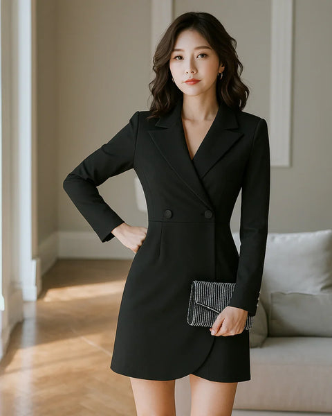 NYE Blazer Mini Dress in Black On Model for Women | Littlebox India