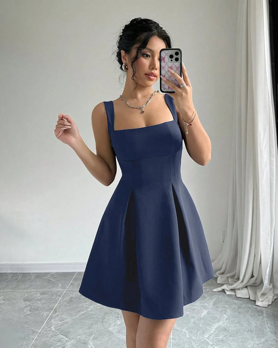 Navy Blue Flare Sleeveless Mini Dress - Littlebox India Navy Blue Flare Sleeveless Mini Dress - Littlebox India