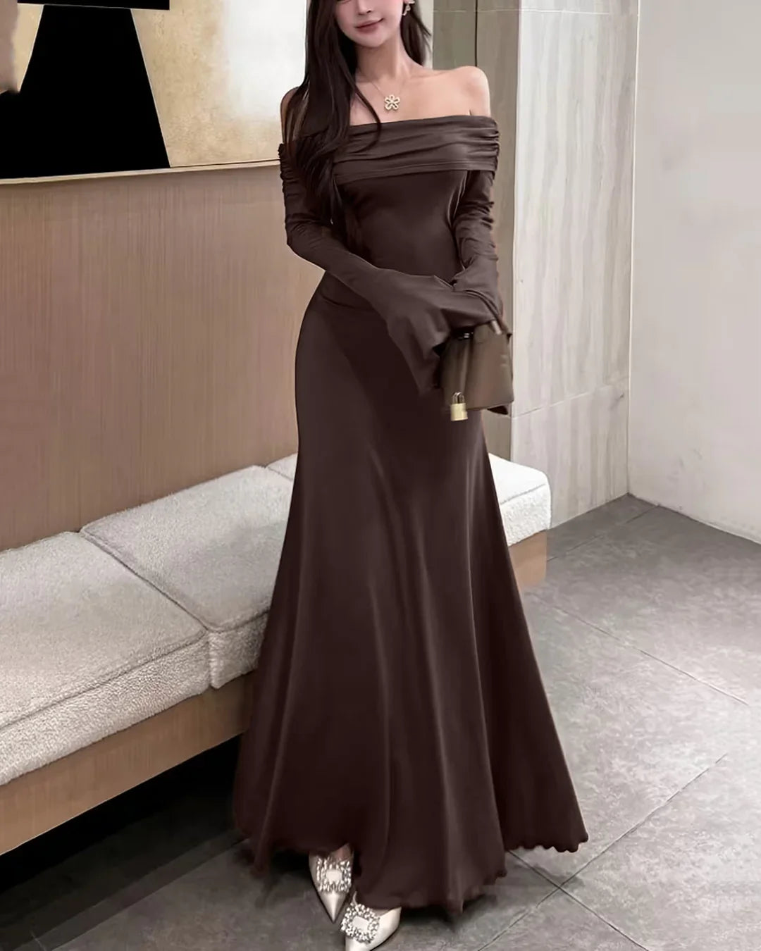 sachin and babi light blue dress Long brown party dress with brocade bodice | Elegant guest