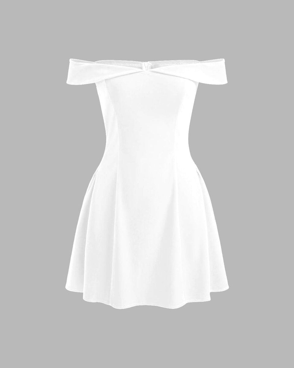 Boohoo Dress White Skater Shirt Dress Off The Shoulder Tie Detail