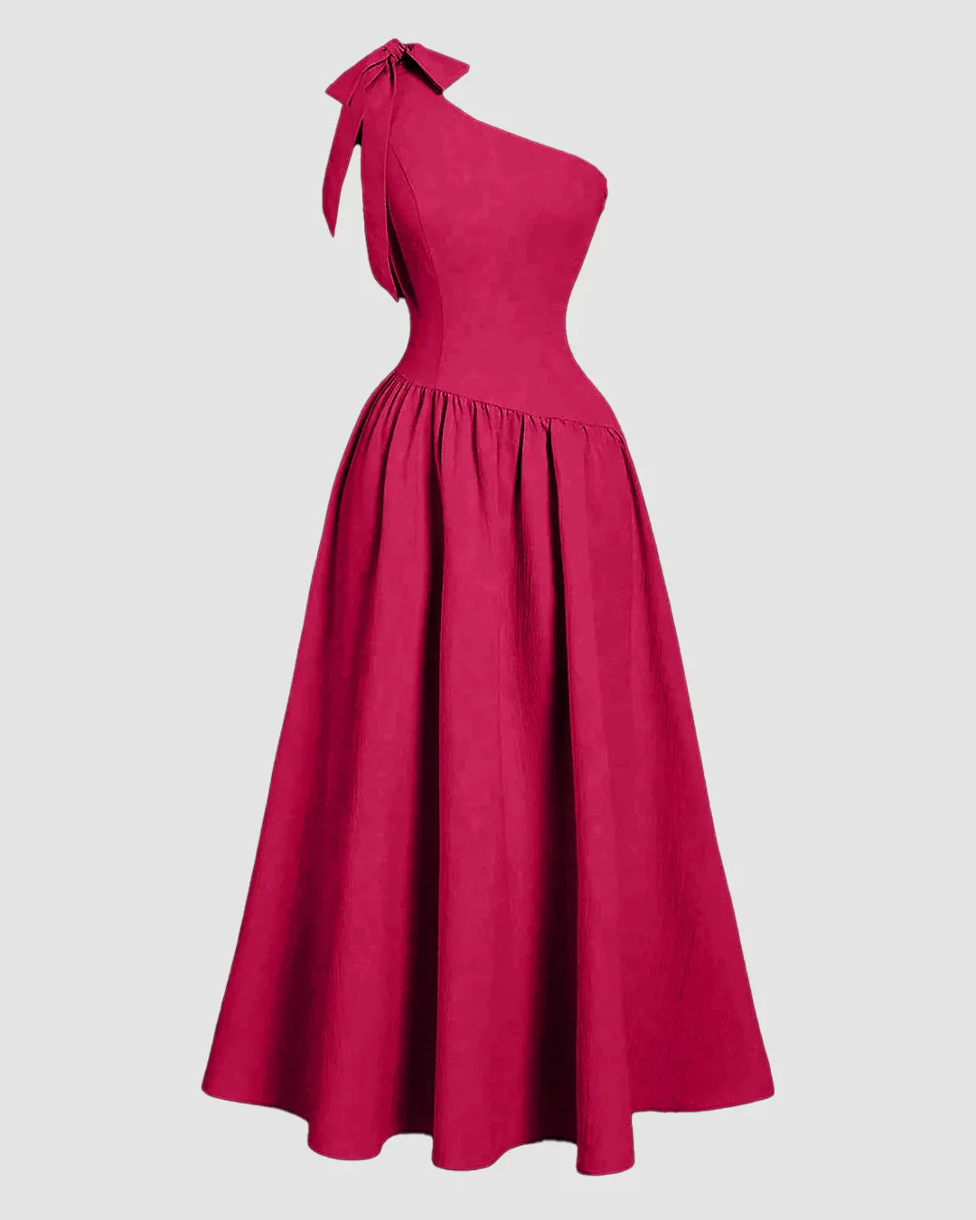 One-Shoulder Fit & Flare Midi Dress in Hot Pink - Littlebox India One-Shoulder Fit & Flare Midi Dress in Hot Pink - Littlebox India