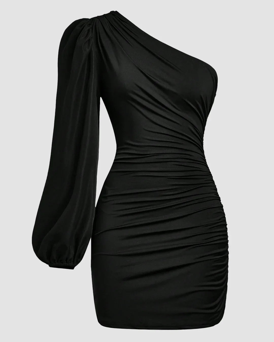 Bodycon Asymmetrical Mini Dress in Black - Littlebox India Bodycon Asymmetrical Mini Dress in Black - Littlebox India