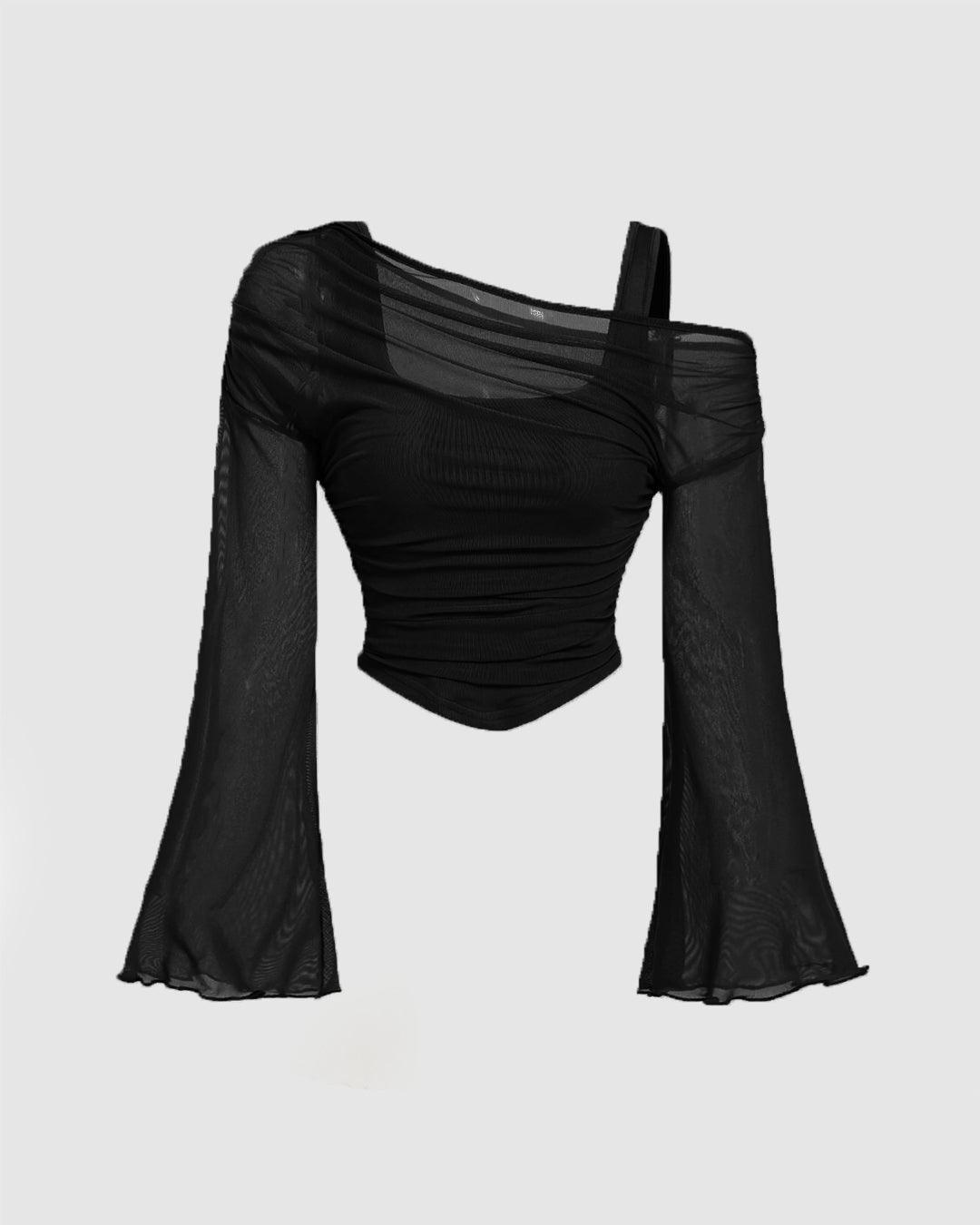 Party Ruched Off Shoulder Top In Black