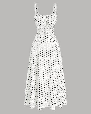 Polka Dot Sleeveless Maxi Dress in White - Littlebox India
