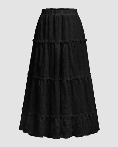 Retro Casual High Waist Women's Long Casual Skirt Front View for Women | Littlebox India