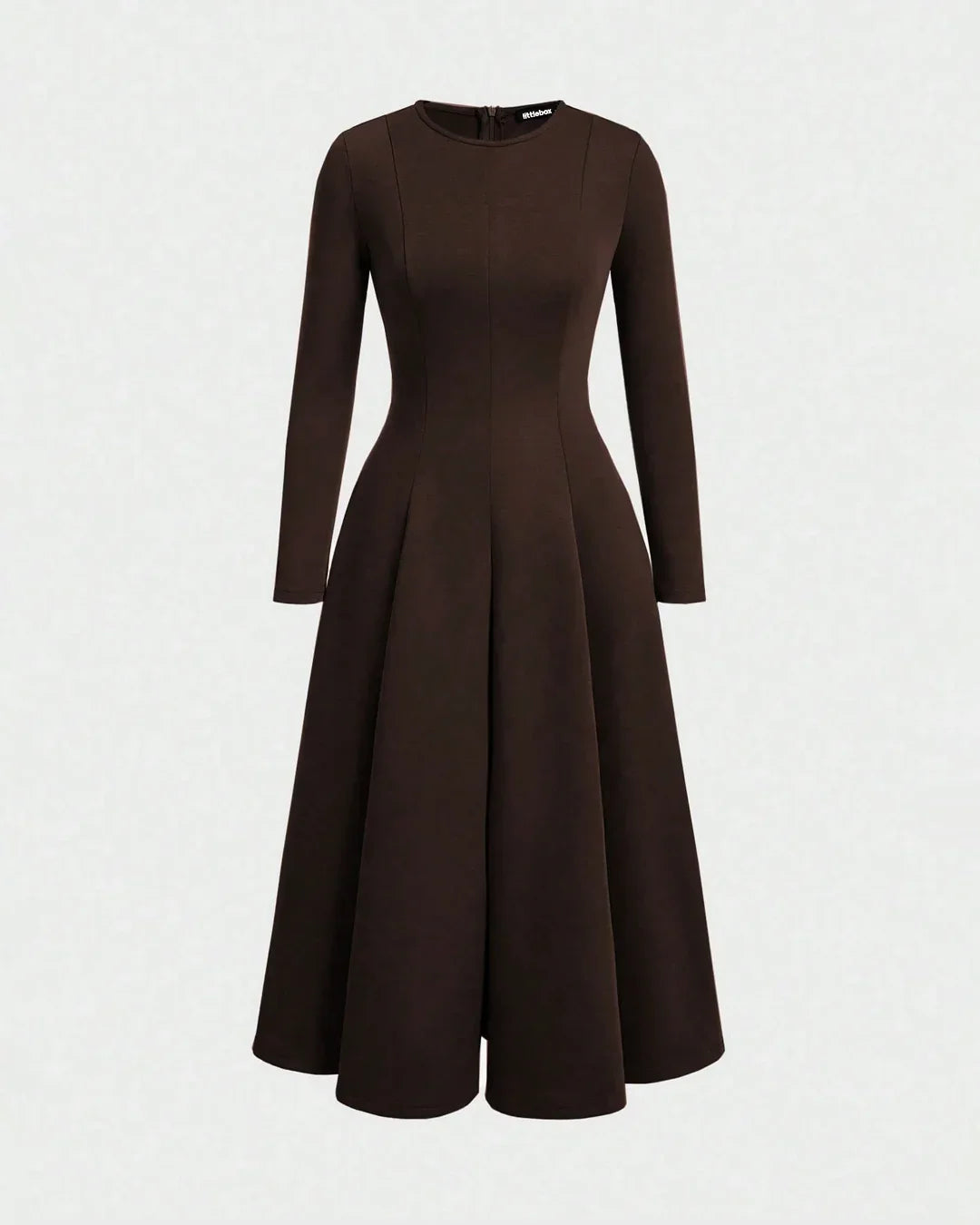 Brown Round Neck Fit & Flare Midi Dress – Littlebox India