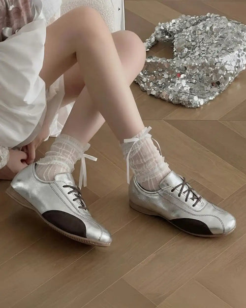 Oxford Lace-Up Shoes in Metallic