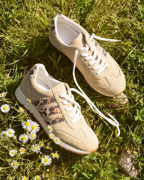 Multi Stripe Casual Trainers in Beige