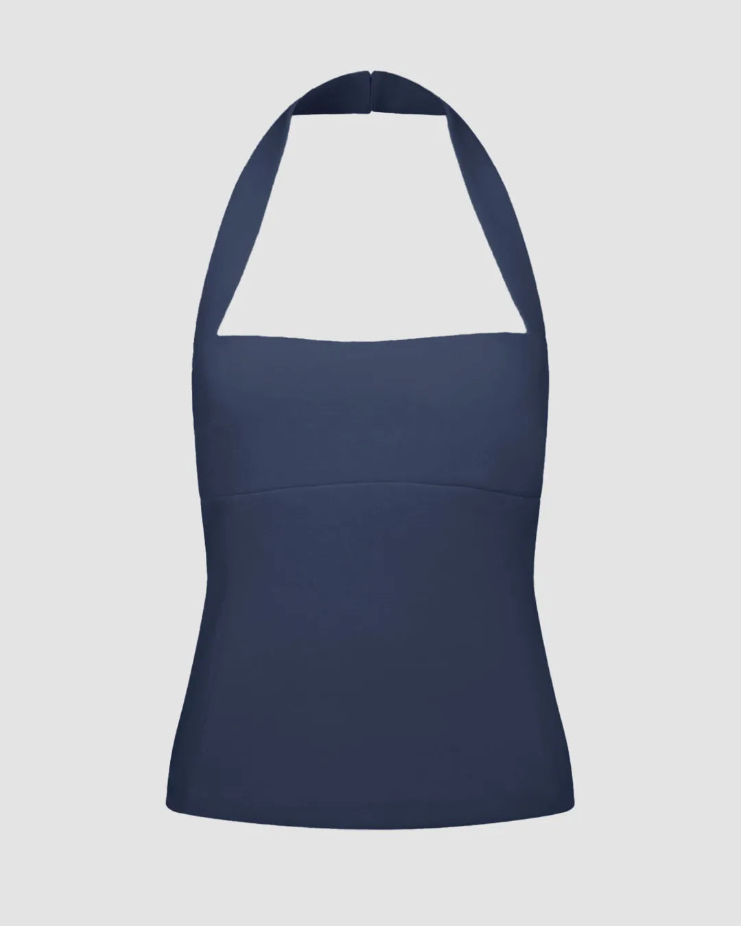 Sleek Fit Halter Neck Top In Navy Blue