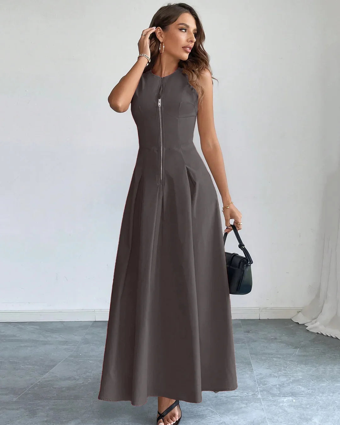 Sleeveless Fit & Flare Maxi Dress in Plum Kitten - Littlebox India Sleeveless Fit & Flare Maxi Dress in Plum Kitten - Littlebox India