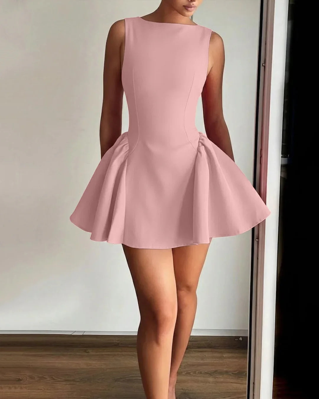 peplum hem mini dress Pastel Pink Warehouse Petite Jacquard Peplum Hem Open Back Mini Dress